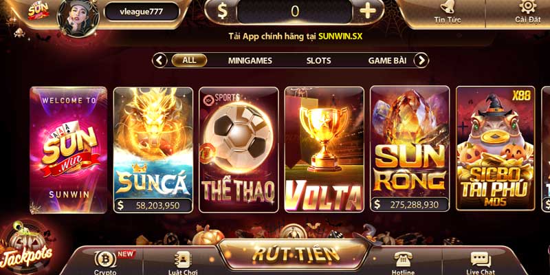 Giao diện game Sunwin chính hãng